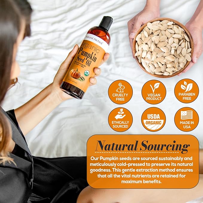Pumpkin Seed Oil 16 Fl Oz - Moisturizing Oil for Face, Hair, Skin & Nails