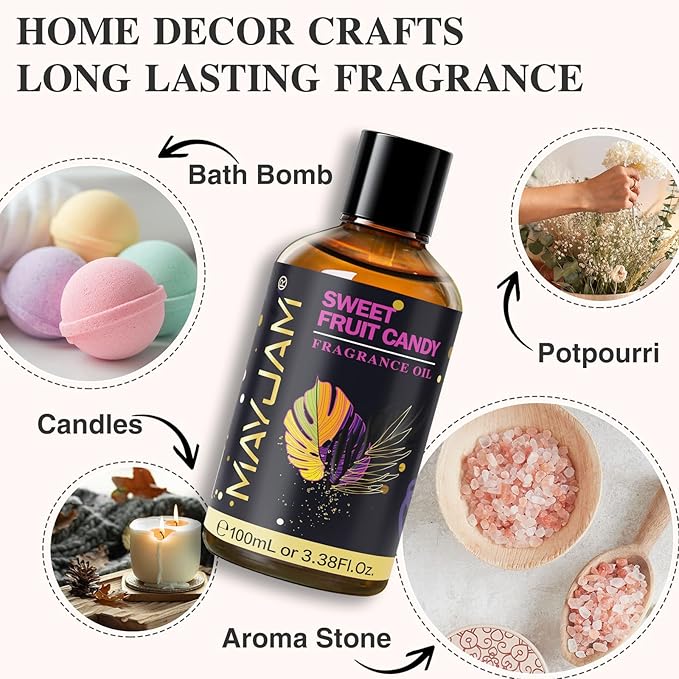 MAYJAM Sweet Fruit Candy Fragrance Oil for Diffusers, 100ML/3.38FL.OZ