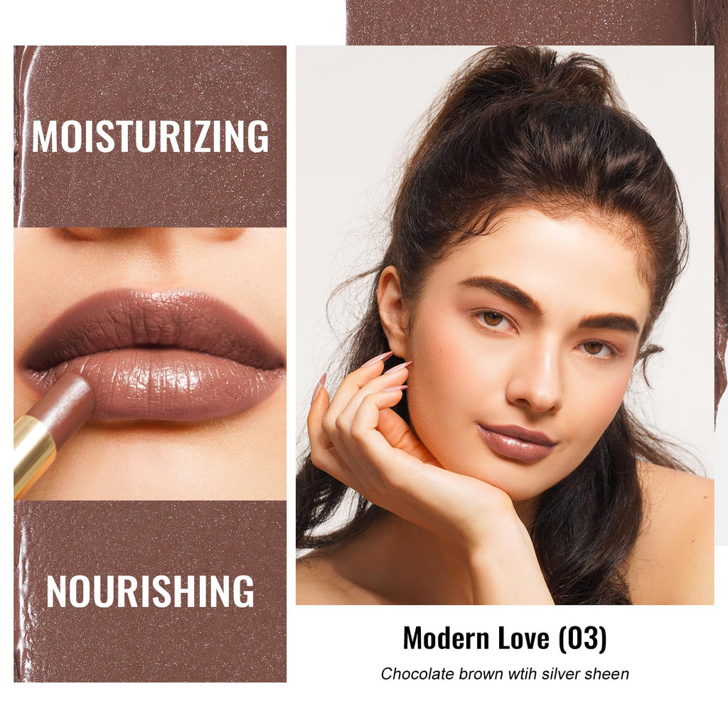 Oulac Moisturizing Shine Lipstick For Women Christmas Set 3PCS, 2 in 1 Tinted Lip Balm for Winter, Hydrated Juicy and Glossy Lip Color for Dry, Cracked and Chapped Lips, Vegan 02+03+17