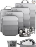 Veken 9/11 Set Compression Packing Cubes Garment Bags for Travel Essentials,Compressible Expandable Luggage Organizer Bags for Clothing,Space Saver Bags with Over 1000 pcs of Mesh Holes(Gray)