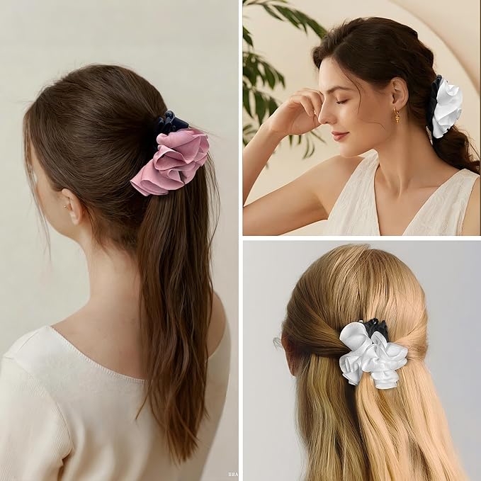 VG·Lumina Banana Clip for Women Girl Accessories Flower No Crease Thin Curly Fine Long Hair Claw Clips Decorations Ponytail non Slip Snap Hair Clips
