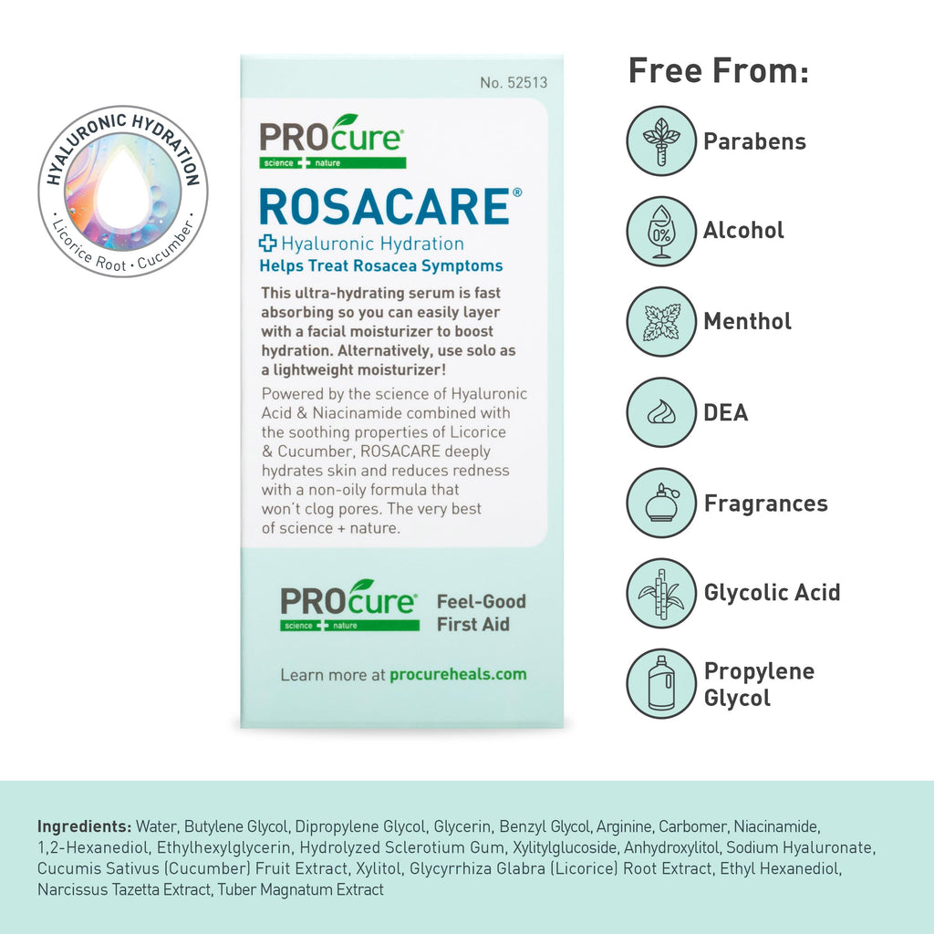 PROcure Rosacare Face Serum 1.08oz - Hyaluronic Acid, Niacinamide, Licorice