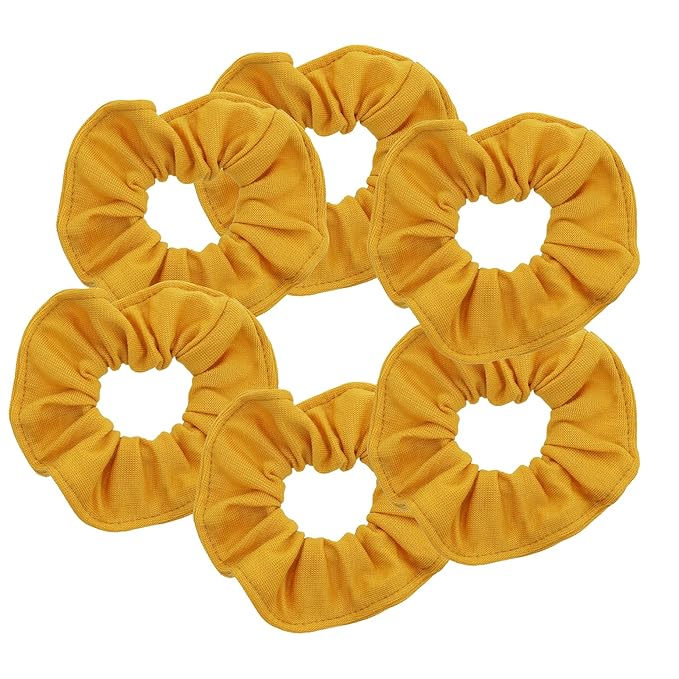 Motique Accessories Large Scrunchies for Women, Pack of 6, Mustard