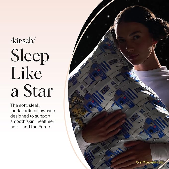 Kitsch x Star Wars R2-D2 & C-3PO Satin Pillowcase, Size 19x36