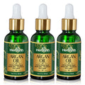 Herbishh Argan Moroccan Oil for Hair (30 ml Each) Serum & Hair Growth Oil Set, Frizz Control Anti Frizz Treatment, Split End Repair, Heat Protectant Leave In Serum Pack of 3, Lightweight Non-Greasy