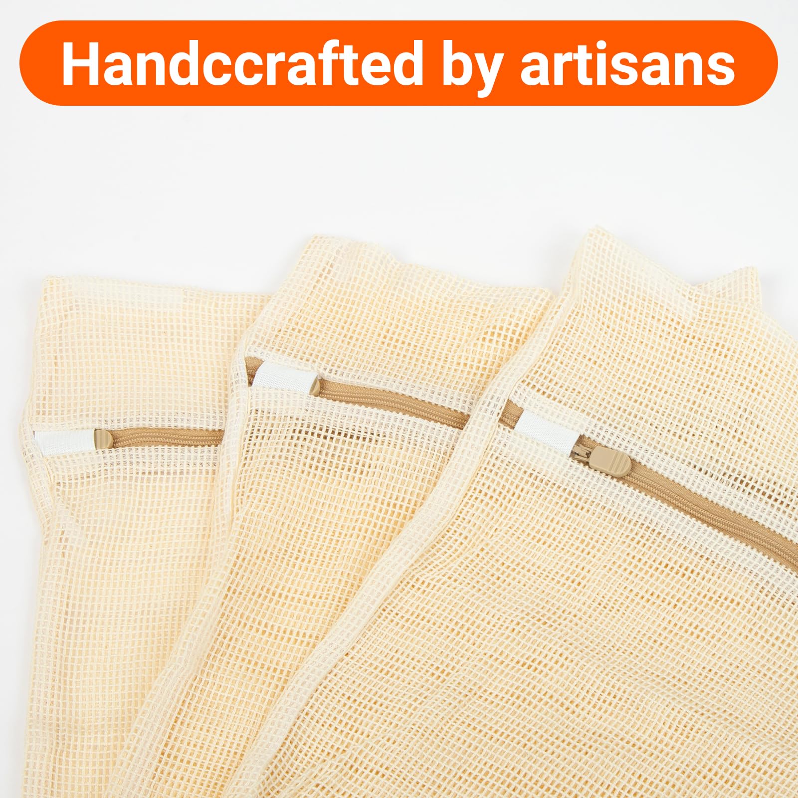 6Pcs Organic Cotton Mesh Laundry Bags for Delicates, Durable Mesh Wash Bags, Sturdy Zipper Laundry Bag for Underwear, Clothes, Shoes, Socks, (3 Large, 3 Medium)