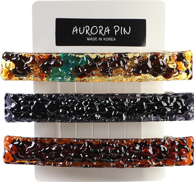 Hair Barrettes for Women, 3 Pack Tortoise Shell Hair Clips for Thick Hair