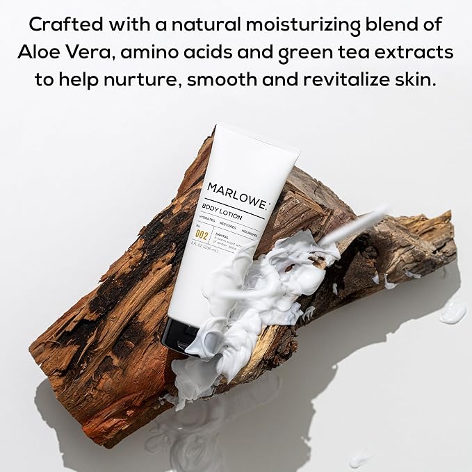MARLOWE. Body Lotion for Men, Daily Moisturizer, Santal, 8 oz Tube