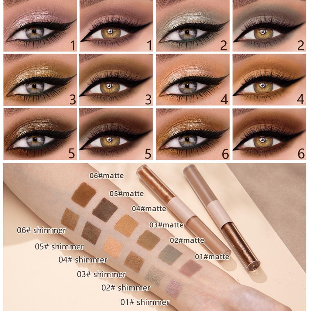 MiaSarah Metallic Brown Liquid Eyeshadow Matte Glitte Eyeshadow Sticks For Eyes Pencil Primer Base Quick Drying Waterproof Long Lasting Highlight Stick Shadow Pen Eye Makeup(#6)