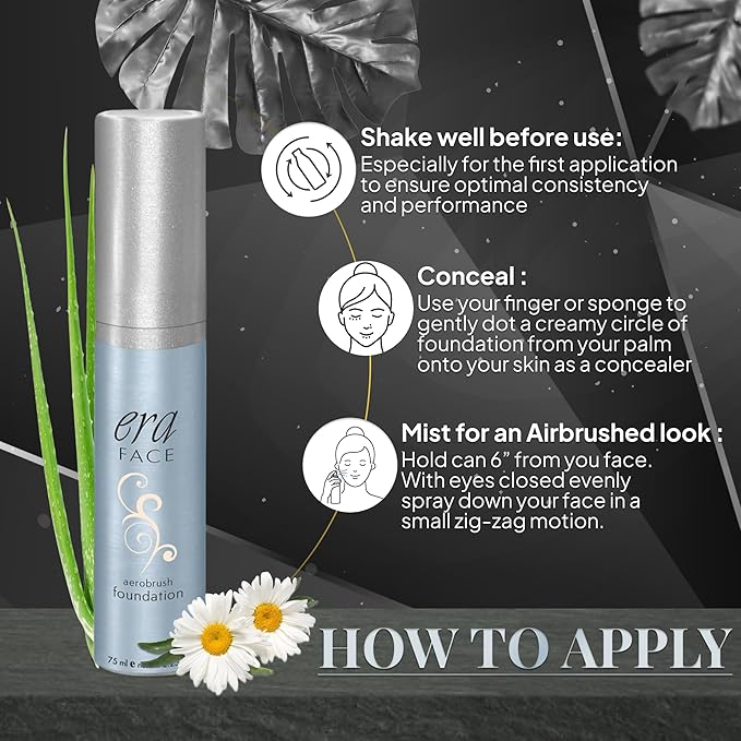 Era Beauty Face Spray Makeup (R2 Ivory, 2.25 oz) - Airbrush Foundation, Everyday, Buildable, Professional Spray on Cosmetics