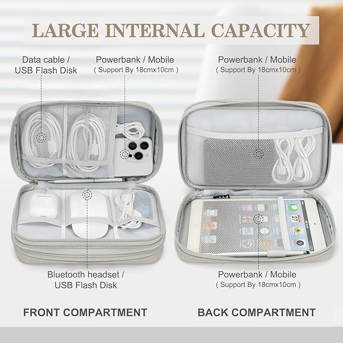FYY Electronic Organizer, Travel Tech Pouch Bag, Large, Khaki