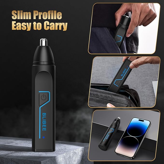 BLIBEE Nose Hair Trimmer for Men, 2025 Professional Painless USB Rechargeable Eyebrow Trimmer, Ear and Nose Hair Trimmer for Men Women, Facial Hair Remover with Powerful Motor, Black