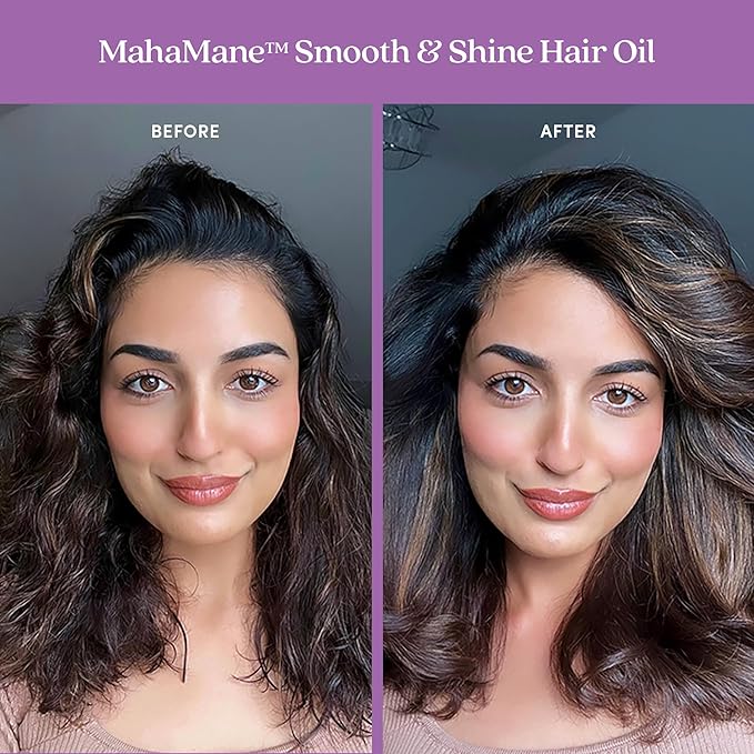 Fable and Mane MahaMane Smooth & Shine Hair Serum - Protective Oil Treatment for Dry, Damaged Hair. 1.8FL oz