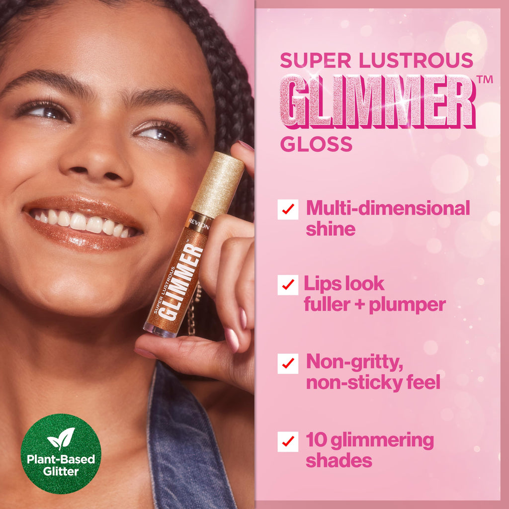 REVLON Super Lustrous Glimmer Gloss, 010 Indigo Ice, 0.13 fl oz