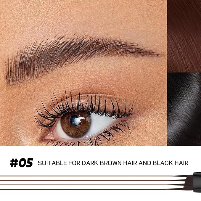 Espoce 2 Pack Eyebrow Pen, Waterproof Microblading Eyebrow Pencil, 4 Tip Precise Eye Brow Makeup Pen for Women to Effortlessly Create Hair Like Natural Brows, Non Dry Out and Last All Day (Dark Brown)