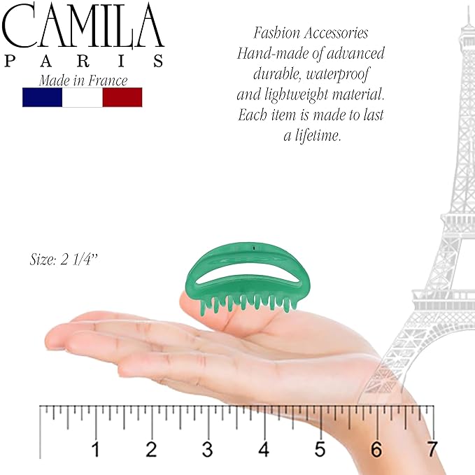 Camila Paris CP3079 French Hair Clip for Women, Small Green, Girls Hair Claw Clips Jaw Fashion Durable Styling Hair Accessories for Women, Strong Hold No Slip Grip, Made in France