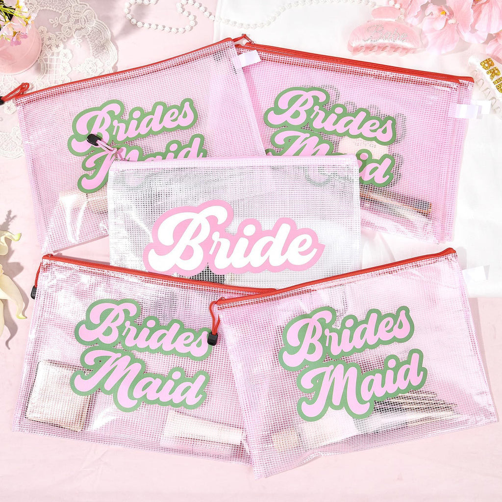 SOIDRAM 6PCS Bridesmaid Makeup Bag Clear Zippered Bag Bridesmaid Proposal Gifts Cosmetic Pouch for Wedding Party Favors Bachelorette Party Decorations Toiletry Organizer Bag Cosmetic Case Gift