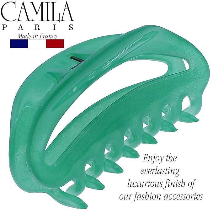 Camila Paris CP3079 French Hair Clip for Women, Small Green, Girls Hair Claw Clips Jaw Fashion Durable Styling Hair Accessories for Women, Strong Hold No Slip Grip, Made in France