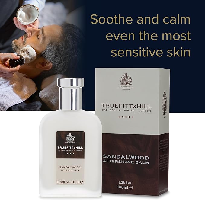 Truefitt & Hill Sandalwood After Shave Balm for Men, Fresh Classic scent, 3.38 oz.