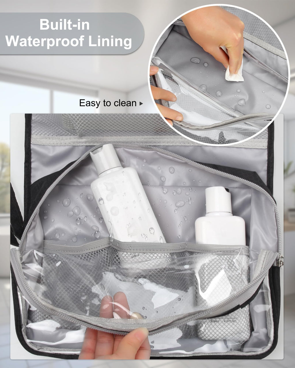Relavel Travel Hanging Toiletry Bag for Men Women Travel Kit Shaving Bag