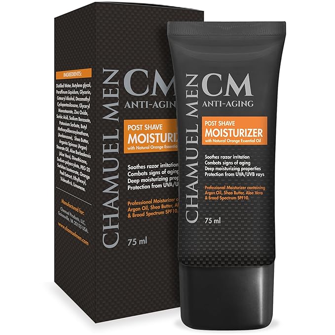 Mens Face Moisturizer Anti Aging - Aftershave for Men, Face Cream & Post Shave Lotion with Argan, Shea & Aloe - Daily Skin Care Balm for Dry, Oily & Sensitive Skin, 2.6 oz