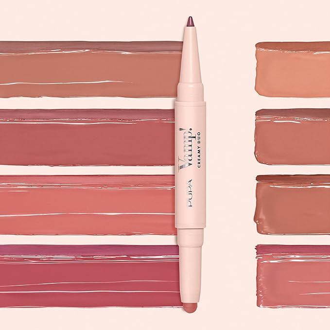 Pupa Milano Vamp! Creamy Duo, 003 Warm Nude, 1 Pc - 2 in 1 Lipstick and Lip Pencil - Long Lasting - Lightweight - No-Transfer - Smooth Texture - Highly Pigmented