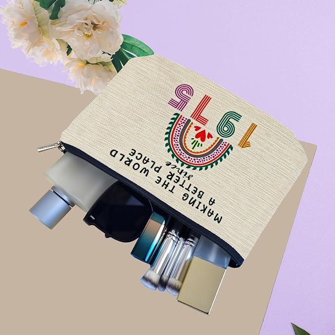 ancpeany 51st Birthday Gift for Her, Funny 1975 51st Birthday Decorations Makeup Bag, Anniversary 51 Old Year Gift Ideas for Women, Wife, Sister, Mom, Aunt, Cool Cosmetic Travel Bag for Mothers Day