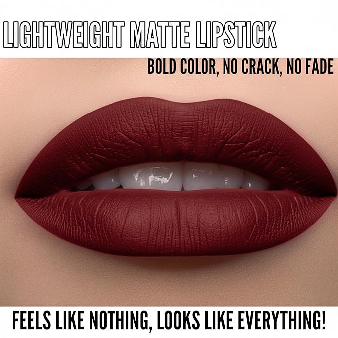 Mynena Hydrating Burgundy Matte Liquid Lipstick, Long Lasting - Emma