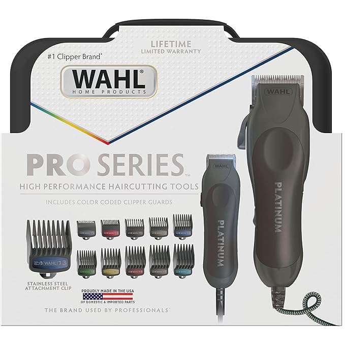 Wahl USA Pro Series Platinum Corded Hair Clipper & Corded Trimmer Kit