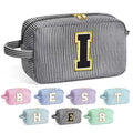 YOOLIFE Initial Cosmetic Bag for Women - Monogram Cute Makeup Bag Cosmetic Case Toiletry Pouch for Women Her Best Friend Sister Teacher, Personalized Birthday Gifts for Women, Black I