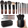 Jilier Travel Makeup Brush Set, 14 pcs Mini Makeup Brushes for Foundation, Powder, Eyeshadow, Highlight, Contour, Blush & Concealer, Small Makeup Brush Set Purse Size with Case (Black)