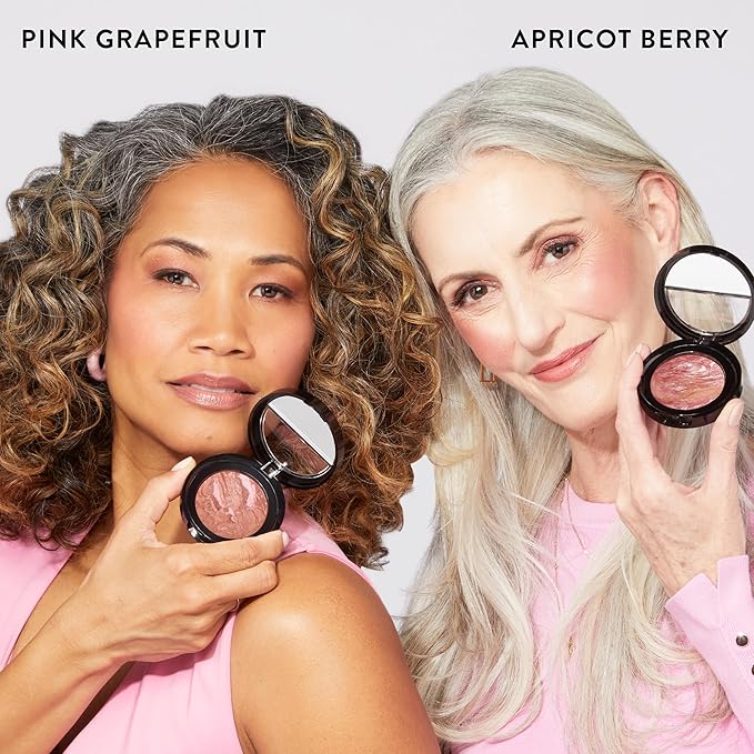LAURA GELLER NEW YORK Baked Blush-n-Brighten for Mature Skin - 05 Pink Grapefruit - Powder Blush Won't Settle into Fine Lines - Buildable Natural Finish – Longlasting Formula - Made in Italy