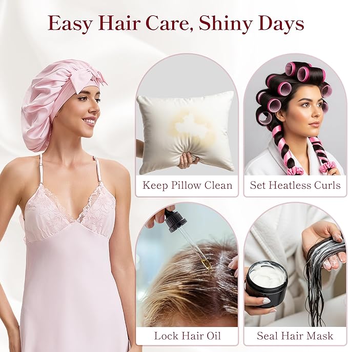Adjustable Silk Bonnet Satin Curly Hair Wrap for Sleeping Women Anti Frizz