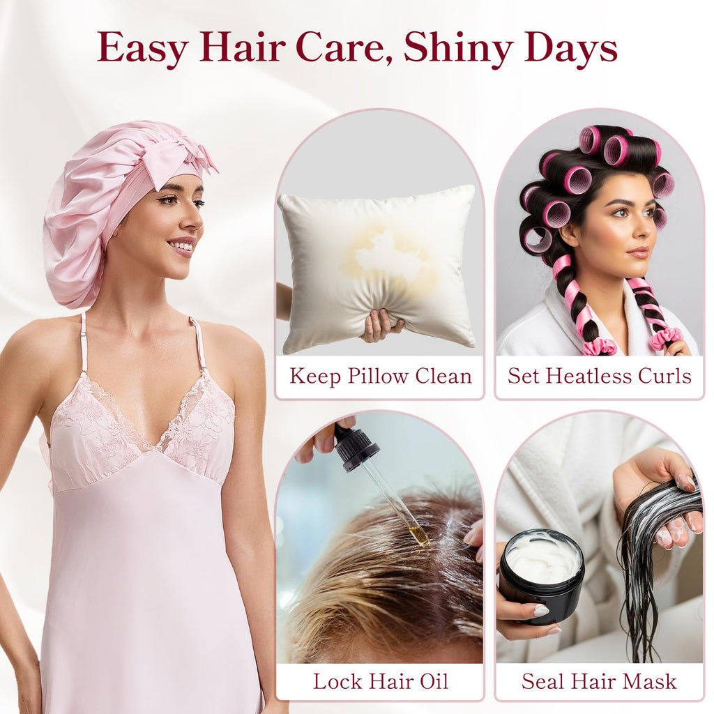 Adjustable Silk Bonnet Satin Curly Hair Wrap for Sleeping Women Anti Frizz