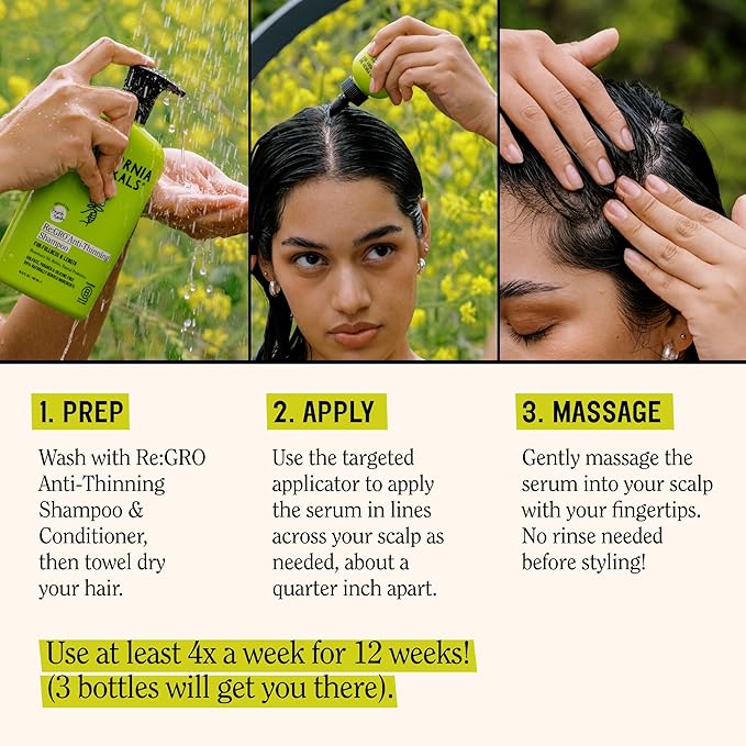 California Naturals Women's ReGRO Anti-Thinning Scalp Serum, 5% Capixyl with Biotin, Caffeine & Castor and Rosemary Oil, Non-Sticky Cooling Formula, Vegan & Cruelty Free, 3oz