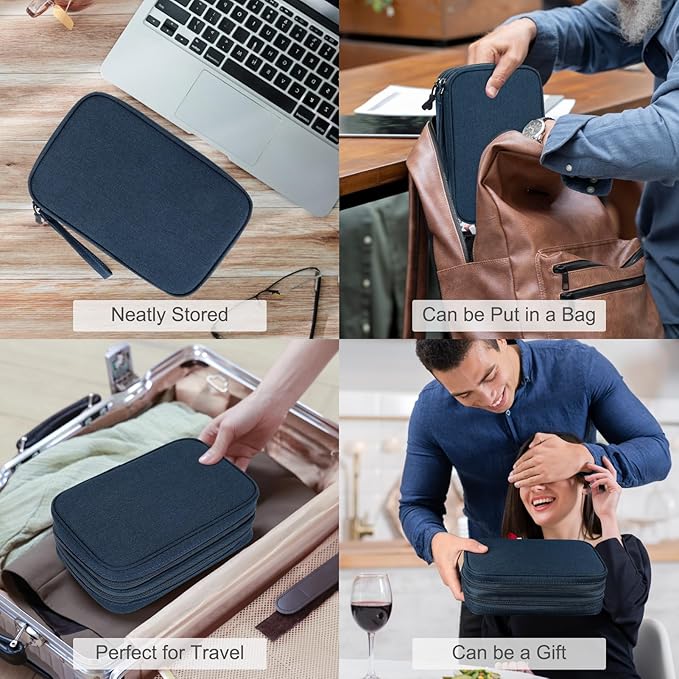 FYY Electronic Organizer, Travel Tech Pouch Bag, Large, Navy