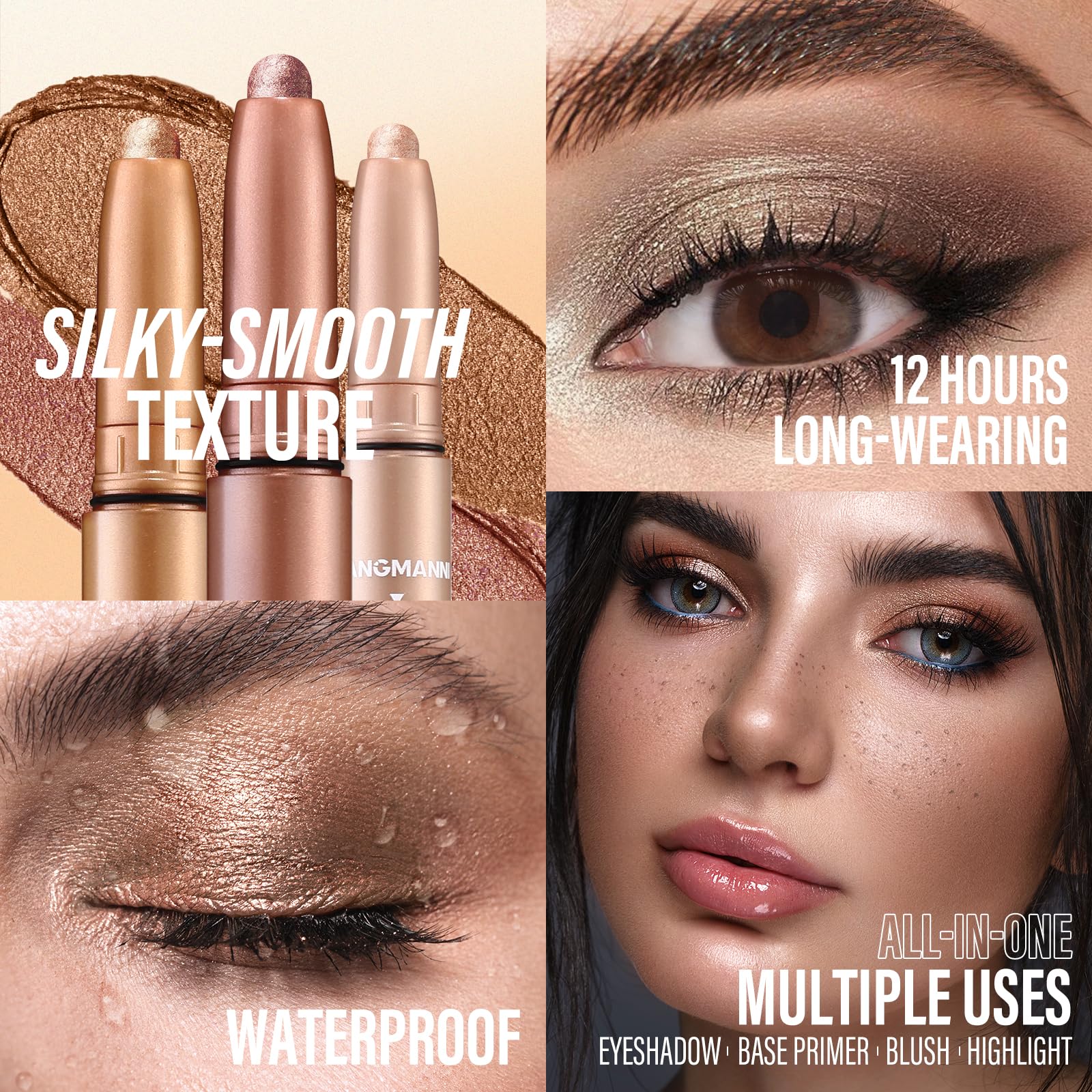 LANGMANNI Eyeshadow Stick, 6 PCS Waterproof Multi-Color Eyeshadow Pen Set, Creamy Long-Lasting Eye Makeup Kit, Natural & Shimmer Shades Contour Stick, Perfect Gifts For Women (#C)