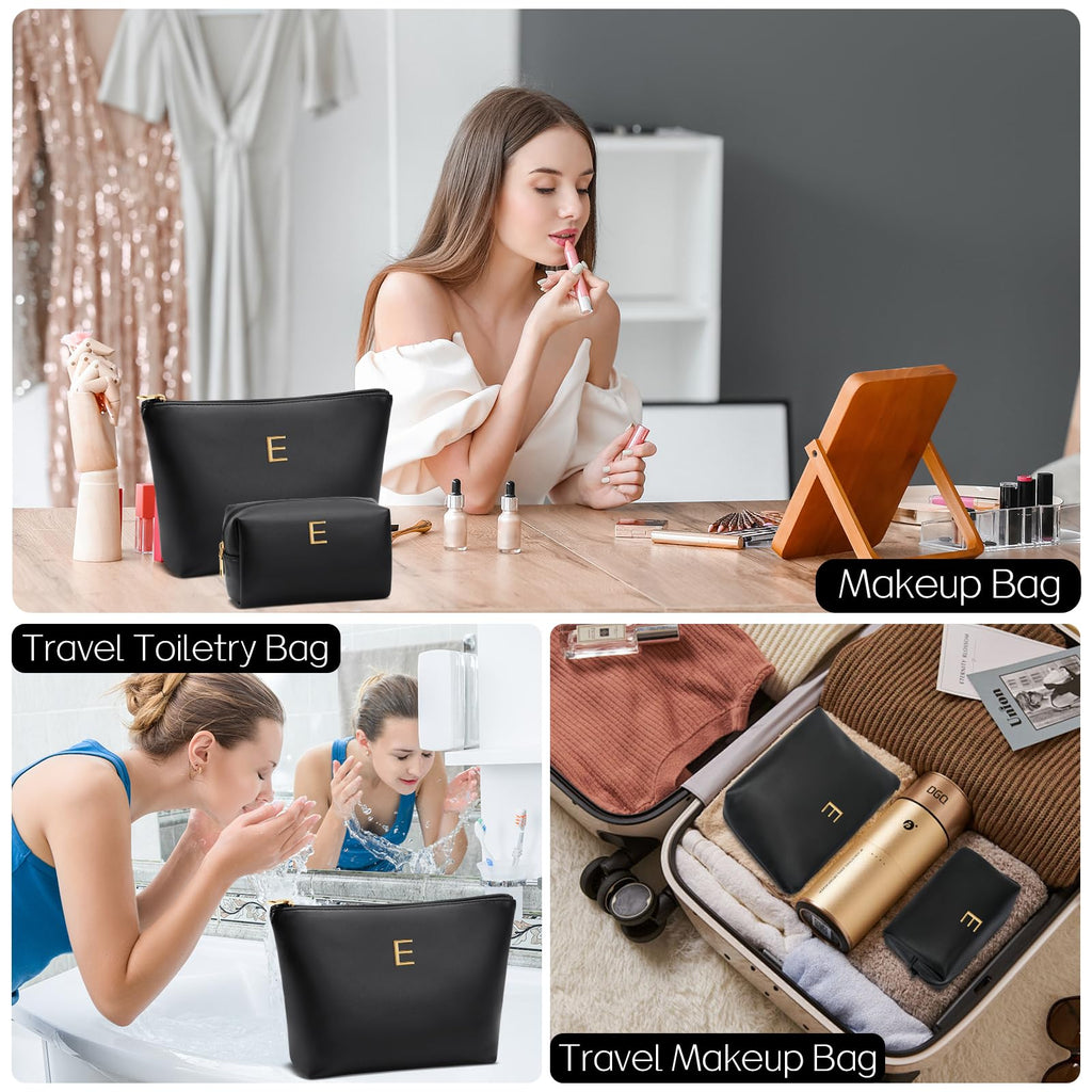 CLOUDWINGS Gifts for Women Girls Personalized Initial Travel Makeup Bag