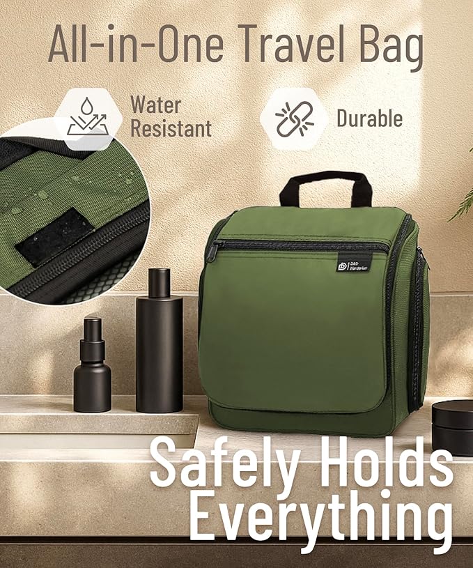 DD D&D Wanderlust Hanging Travel Toiletry Bag for Men and Women, Cosmetics, Makeup and Toiletries Organizer Kit with 10 Compartments, YKK Zippers, XXL Metal Swivel Hook, Water-Resistant Nylon, Medium