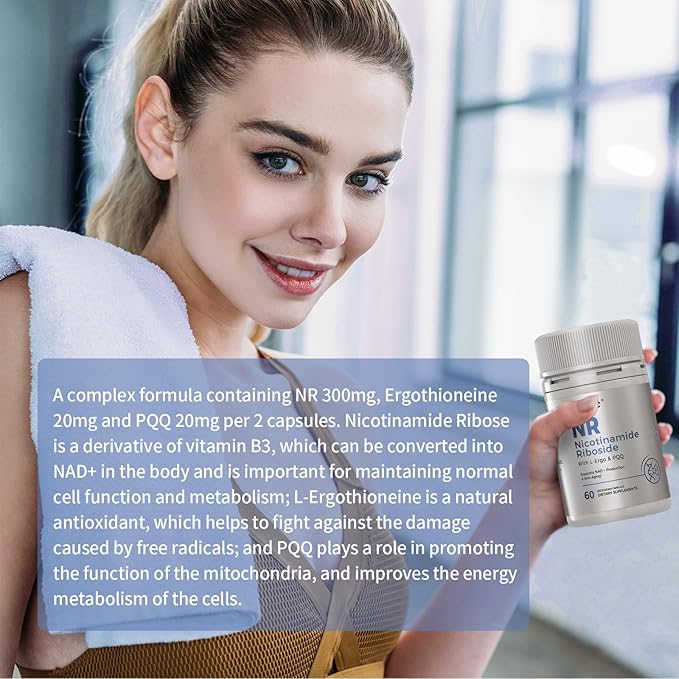 REOTT NR Nicotinamide Riboside Supplement 300mg, Supports NAD+ Boosting, 60 Capsules, with L-Ergothioneine and PQQ for Cell Health & Healthy Aging