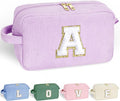 YOOLIFE Travel Makeup Bag - 4 5 6 7 8 9 10 Year Old Girl Birthday Gift | Initial Cosmetic Bags for Women Teen Girls Kids, Cute Makeup Bag Birthday Gifts for Women Kid Teen Girls Trendy Stuff Purple A