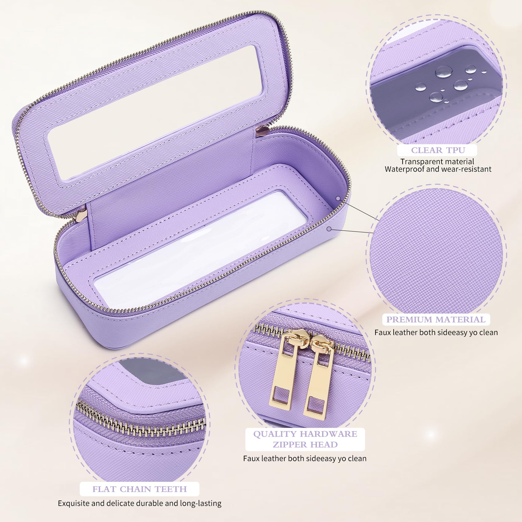 Pinkmik Makeup Brush Bag Slim Clear Makeup Bag Transparent Travel Cosmetic Case & Toiletry Bag with Zipper Small Beatuy Makeup Bag Purse Organizer for Women (X/Purple, SLIM)