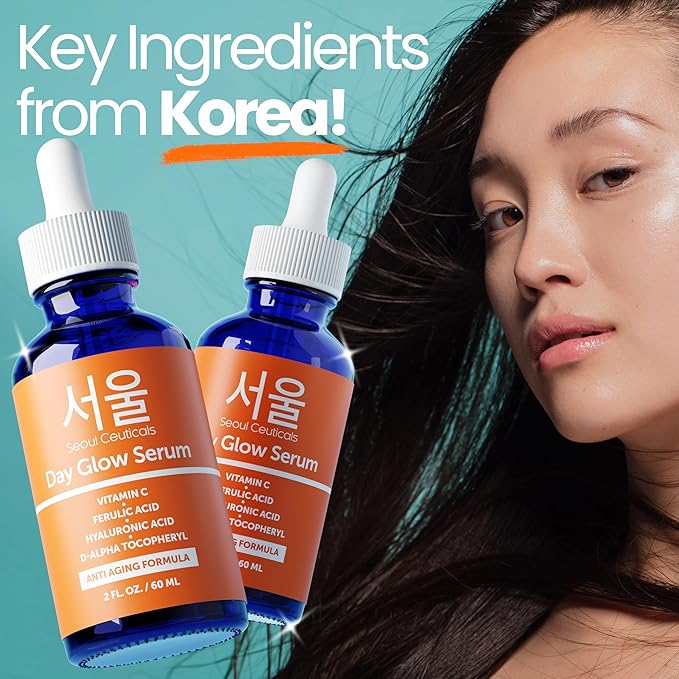 SeoulCeuticals Korean 20% Vitamin C Serum for Face + CE Ferulic 2oz Vit C