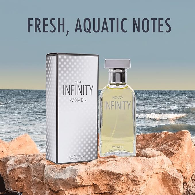 NovoGlow Novo Infinity for Women - 3.4 Fluid Ounce Eau De Parfum Spray for Women - Refreshing Mix of Citrus Floral & Musk Fragrances Smell Fresh All Day Long Lovely Gift for Women for All Occasions