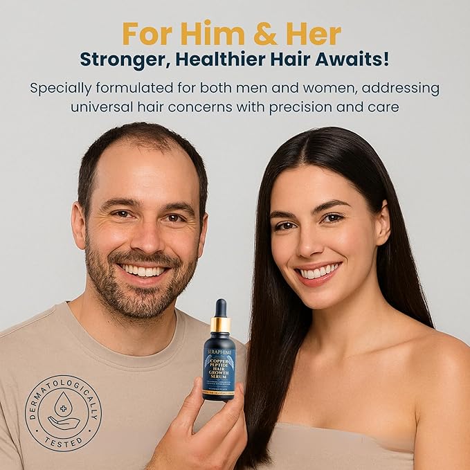 Seraphime Copper Peptide Serum for Hair Growth - Caffeine, Niacinamide, Rosemary Oil, Saw Palmetto Hair Density Serum, Topical Tripeptide Scalp Care for Hair Thinning, Women & Men 1 fl oz