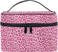 MNSRUU Makeup Bag, Pink Leopard Travel Makeup Organizer Bag Cosmetic Cases Toiletry Bags for Girl Women Ladies
