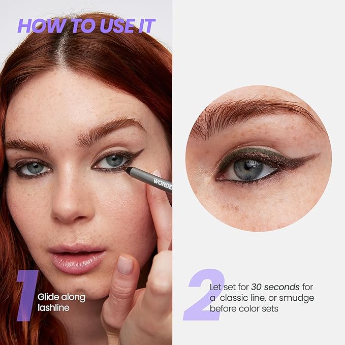 Wonderskin Eyeliner Pencil, 1440 Longwear Brown Glitter Eyeliner Pencil - Waterproof, Sharpenable & Smudge Proof (Gold Mocha)