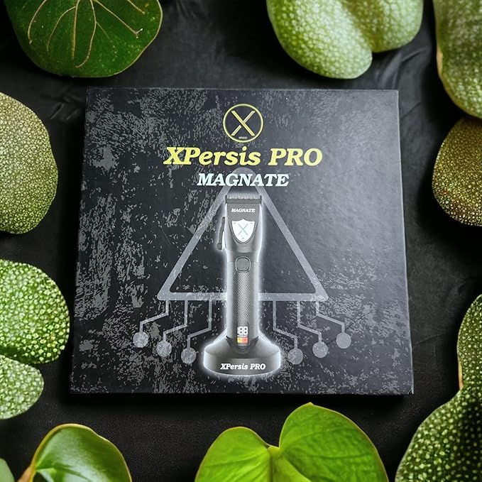XPERSIS PRO Magnate Quiet and Low Vibration DLC Fade Blade Black 7200 RPM Cordless Hair Clipper for Barbers and Mens, 3 hrs Quiet Run Time with Extra Fade Blade and Charging Stand