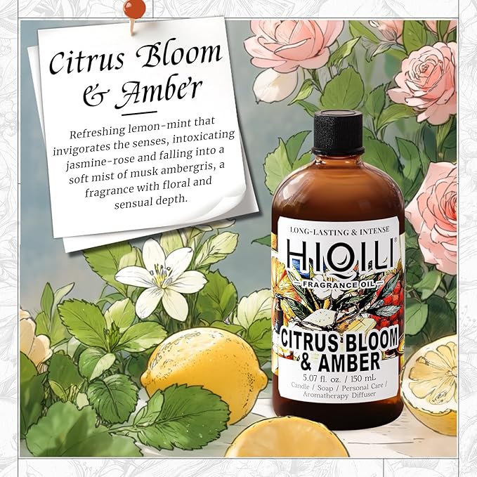 HIQILI Citrus Bloom & Amber Fragrance Oil for Candle, Soap & Diffuser