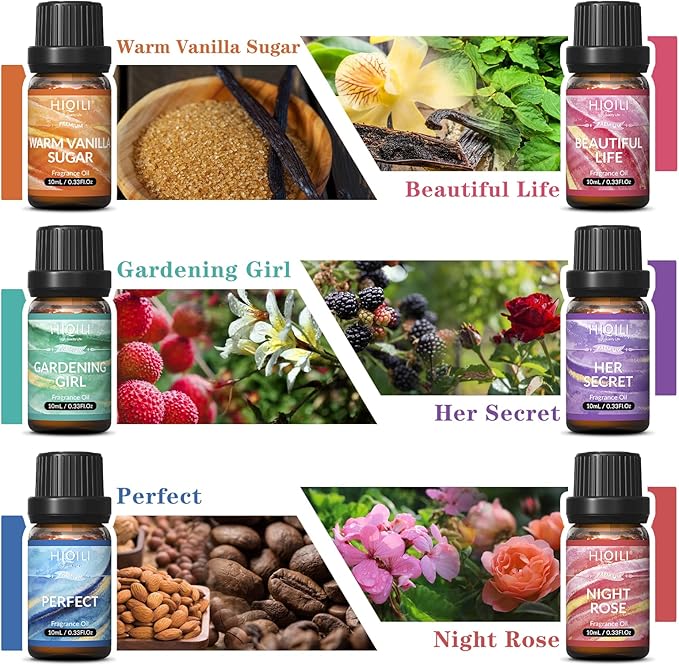 HIQILI Women Fragrance Oil Trial Set, Essential Oils for DIY